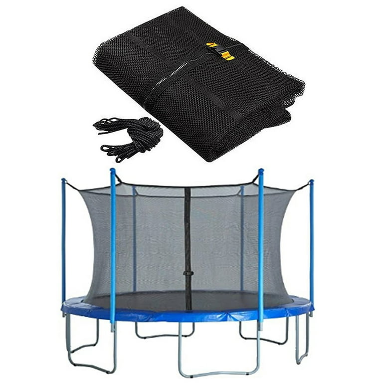Trampoline Safety Net Adjustable Straps Breathable and Weather Resistant Trampoline Net Nylon Protective Net Inner Fence 8 Poles 3.66m