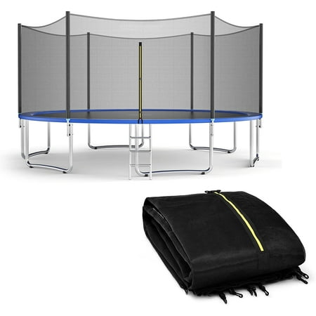 Trampoline Safety Net, Weather-Resistant Replacement Enclosure Net for Round Frame, with Double-Headed Zippers, Protection Buckles & Enhanced Hook, Poles Not Included