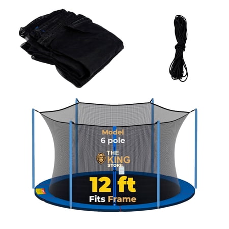 Trampoline Safety Replacement Enclosure Net for 4/6/8 Straight Poles Fits 12-13-14-15 FT Round Frame, UV Protection, Excellent for Kids Safety, Poles Not Included