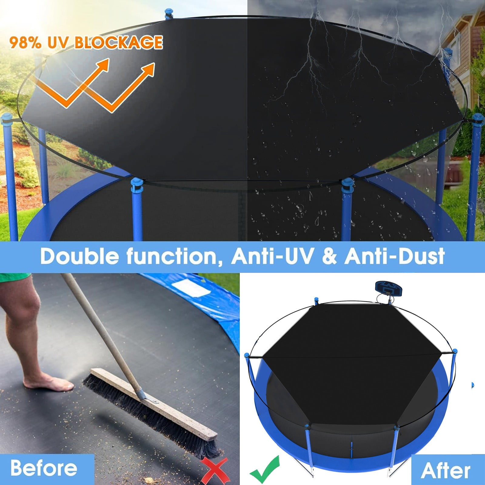 Trampoline Shade Cover Sun Defence Trampolines Canopy Easy To Install