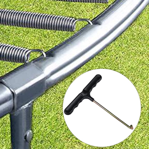 Trampoline Spring Pull Tool, Sturdy Trampoline Hook Tool, Heavy Duty Spring Pull T-Hook with Plastic Handle for Jumping Trampoline Spring Installation, 1 Pcs