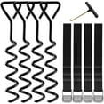 thumbnail image 1 of Trampoline Stakes 4 Pcs - Black Trampoline Anchors High Wind Heavy Duty with T Hook-Set, 1 of 6