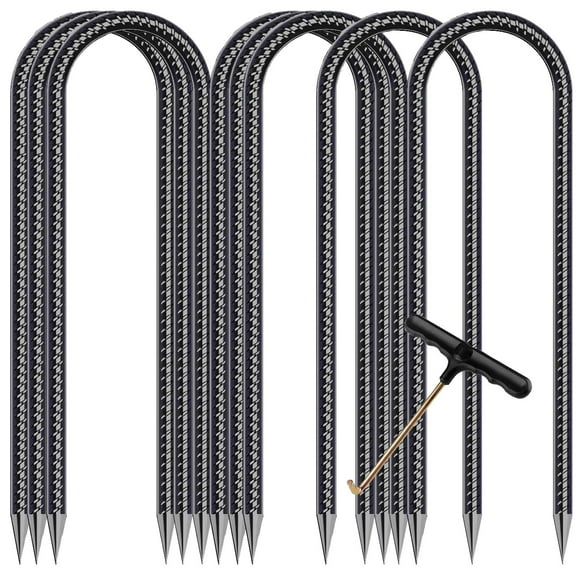 Trampoline Stakes Anchors 8 Pcs Trampoline Accessories Stake Heavy Duty Stake (Rebar Black)