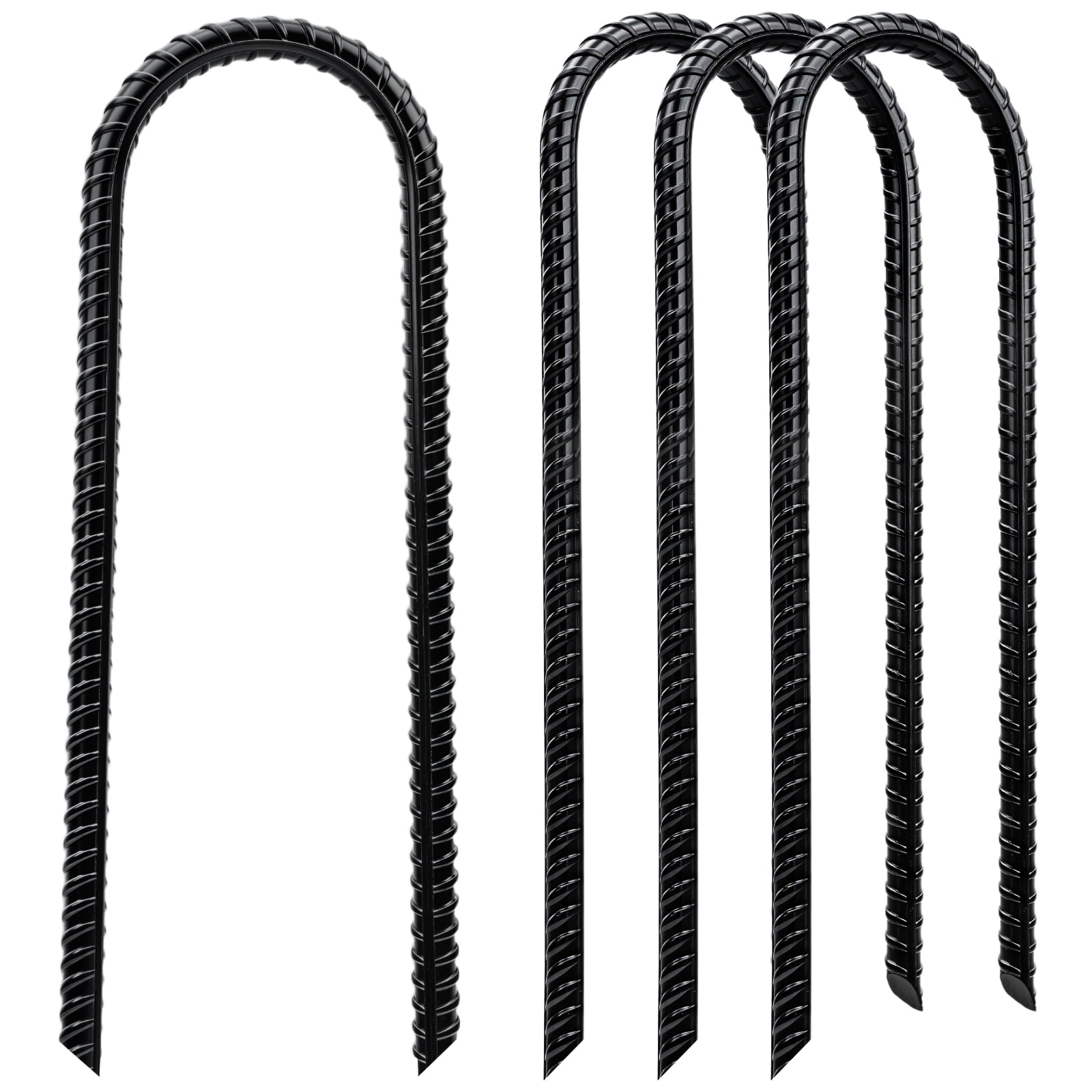 Trampoline Stakes High Wind - Heavy Duty 12 Inch 4 Pack U Shaped Ground Anchors - Galvanized Steel Rebar Stakes for Outdoor Camping Tent Fence Garden Decorations