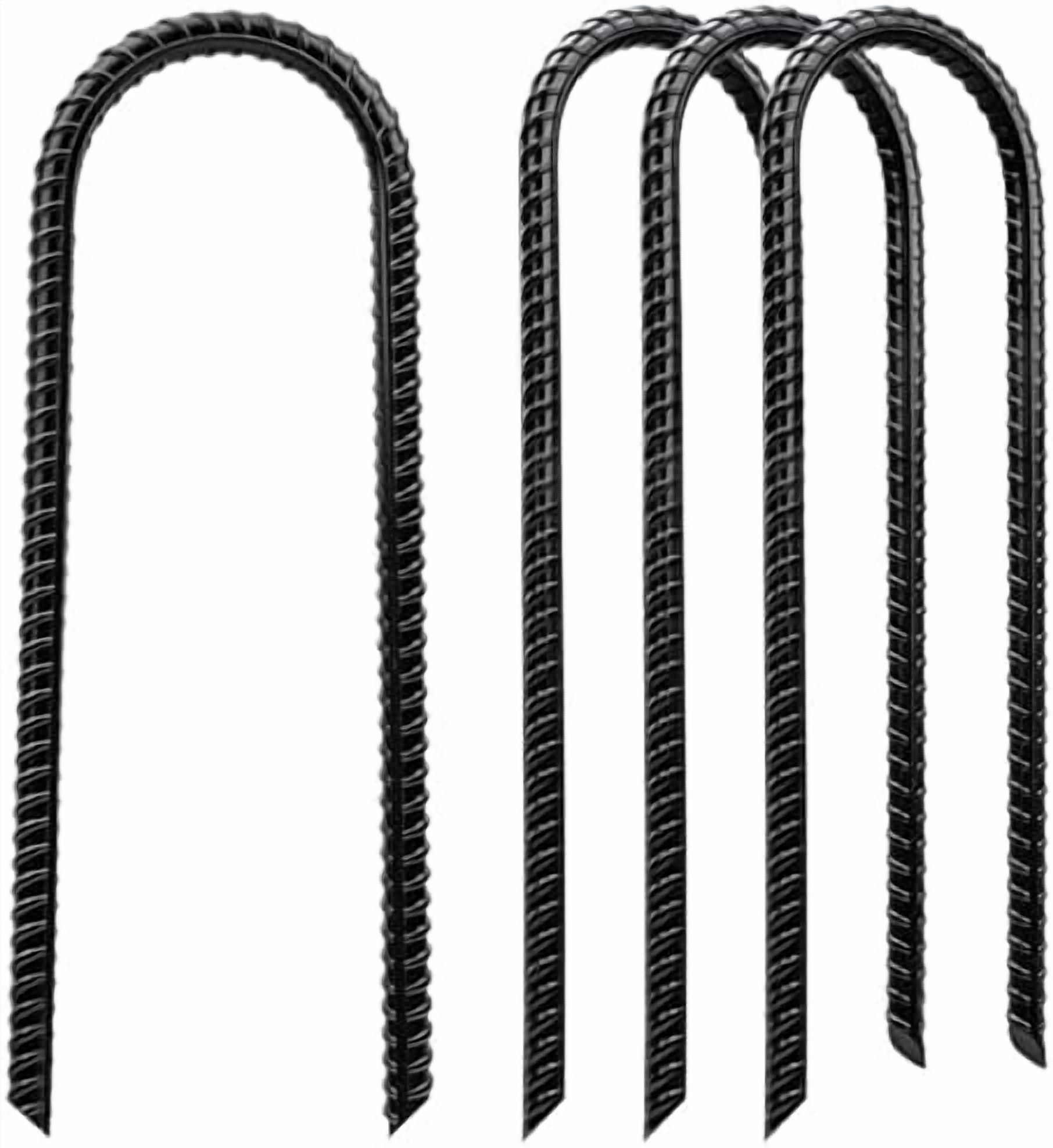 Trampoline Stakes High Wind - Heavy Duty 12 Inch U Shaped Ground Anchors - Galvanized Steel Rebar Stakes for Outdoor Camping Tent Fence Garden Decorations