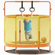 GVDV Trampoline for Kids, 60 Toddler Mini Trampoline with Enclosure Net, Basketball Hoop