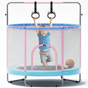 GVDV Trampoline for Kids, 60 Toddler Mini Trampoline with Enclosure Net, Basketball Hoop