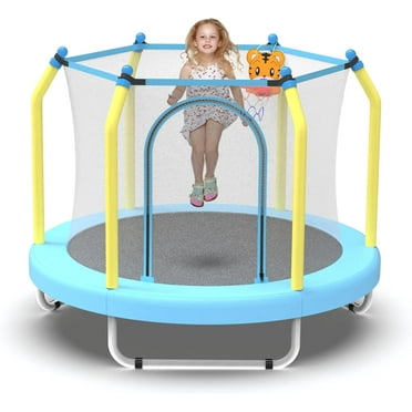 Trampoline for Kids Indoor & Outdoor, 55 Inch Mini Trampoline With Fun Toys for Boys & Girls Age 1-6, 110 Lbs Capacity
