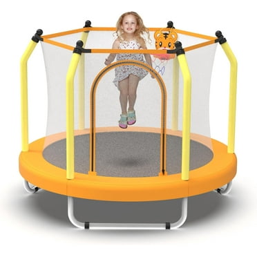 Trampoline for Kids Indoor & Outdoor, Mini Trampoline With Fun Toys for Boys & Girls Age 1-6, 110 Lbs Capacity