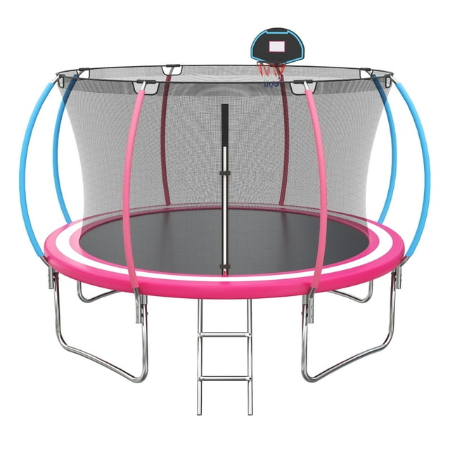 Trampoline for Kids and Adults, Segmart 10Ft Trampoline with Basketball Hoop & Enclosure Net