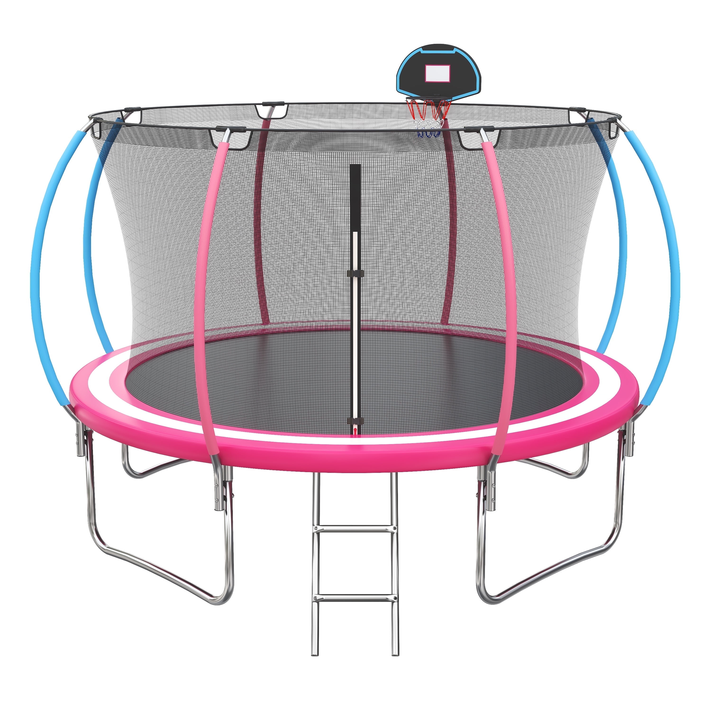 Segmart 14FT Round Trampoline with Enclosure Net, Basketball