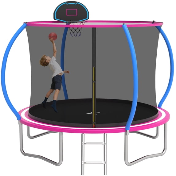 Trampoline for Kids and Adults, Segmart 10Ft Trampoline with Basketball Hoop & Enclosure Net
