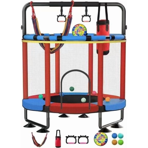 Trampoline for , Upgrade Full Anti-Rust 440lbs Indoor Outdoor Trampoline with Net, 55" Adjustable Trampolines Accessories Dart Board