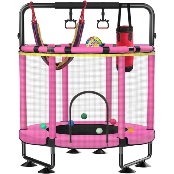 Trampoline for , Upgrade Full Anti-Rust 440lbs Indoor Outdoor Trampoline with Net, 55" Adjustable Trampolines Accessories Dart Board