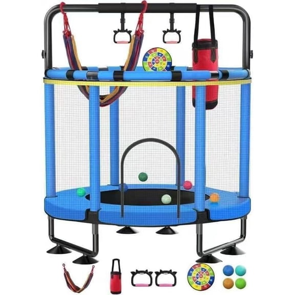 Trampoline for , Upgrade Full Anti-Rust 440lbs Indoor Outdoor Trampoline with Net, 55" Adjustable Trampolines Accessories Dart Board