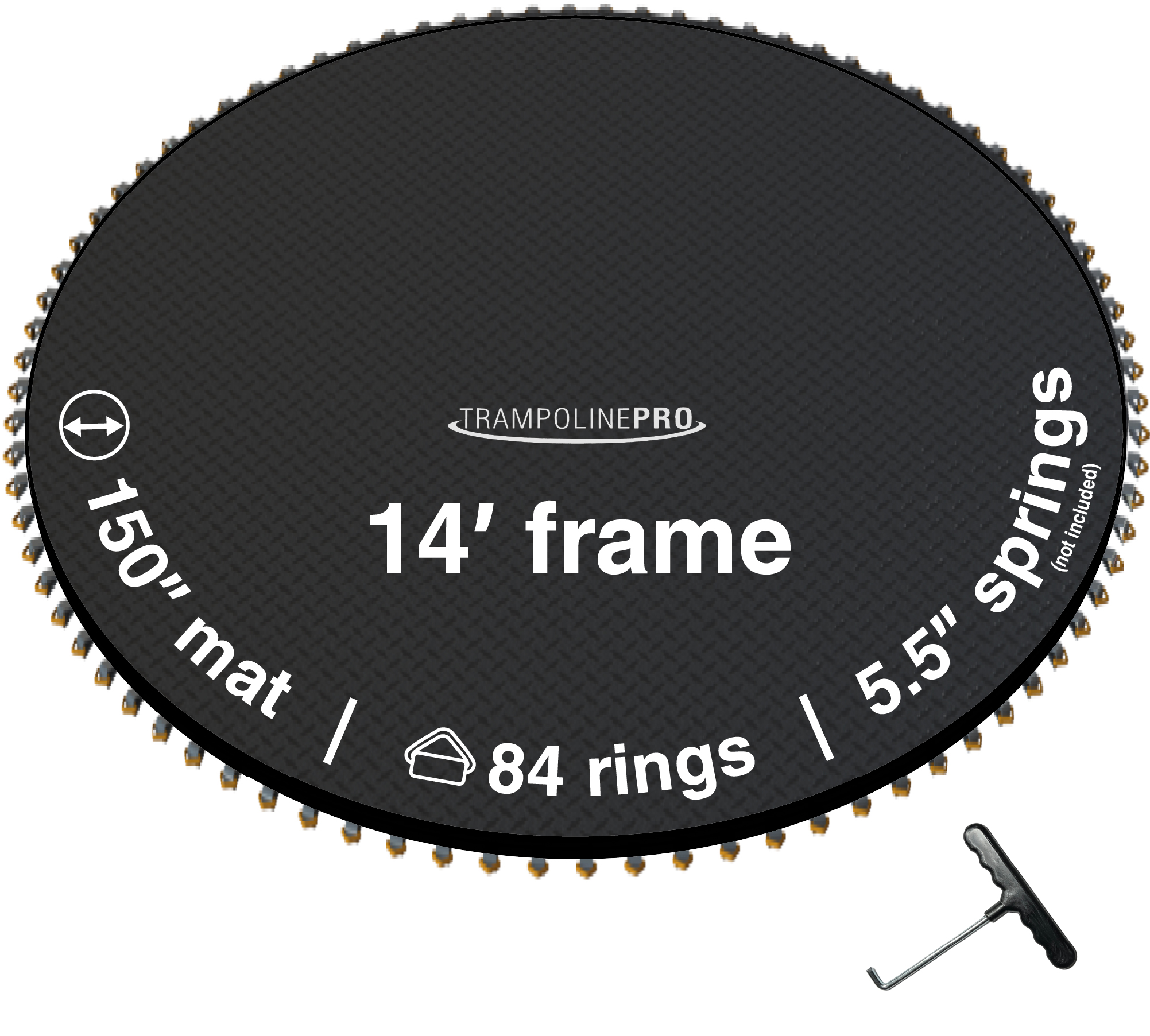 TrampolinePro Trampoline Jumping Mat 14 Ft. Round Frame Having 84 Rings