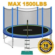 Trampolines 1500 LBS Weight Capacity No-Gap Design 16 15 14 12 10 8FT for Kids Children with Safety Enclosure Net Outdoor Backyards Large Recreational Trampoline