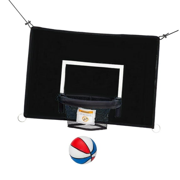 Trampolines Basketball Hoop Attachment Basketball Goal Basketball Frame Toy Sun Protection Adjustable Ropes for Game Practice Backyard Kids Black 69cmx48cm