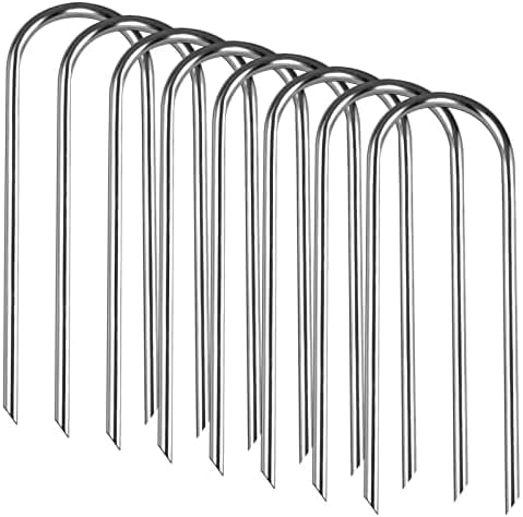 Trampolines Wind Stakes Heavy Duty U Type Sharp Ends Safety 12inch Ground Anchor Galvanized Steel for Soccer Goals, Camping Tents and Huge Garden Decoration (Trampoline Anchors 8pcs)