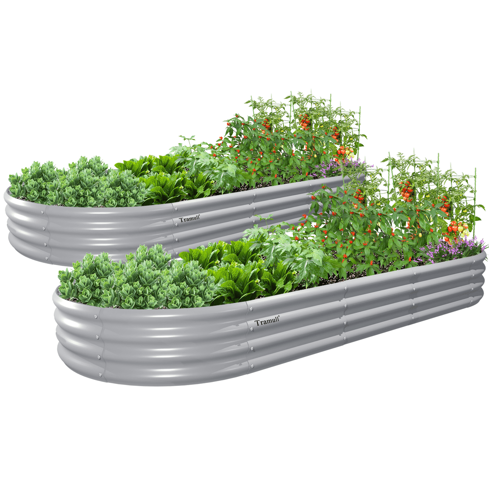 Tramull 2 Pack 8x3x1FT Galvanized Raised Garden Bed Large Metal Planter Box Kit Elevated Raised Garden Planters for Outdoor Plants, Gray
