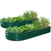 Tramull 2 Pack 8x3x1FT Galvanized Raised Garden Bed Large Metal Planter Box Kit Elevated Raised Garden Planters for Outdoor Plants, Green