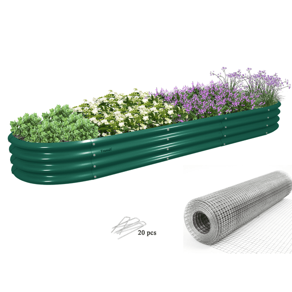Tramull Galvanized Raised Garden Kit with Gopher Net