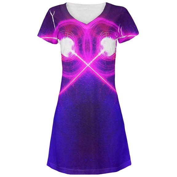 Trance in Stereo All Over Juniors Beach Cover-Up Dress Multi X-LG