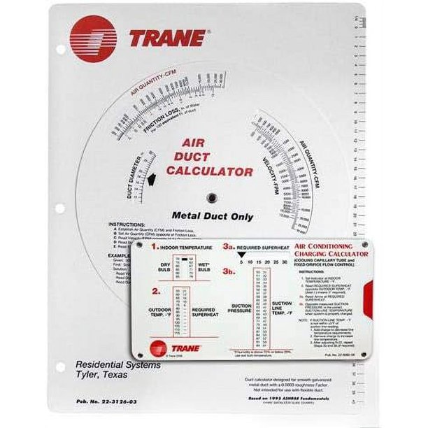 Trane Calculator Kit (1) Trane Ductulator For Metal Duct And Charging