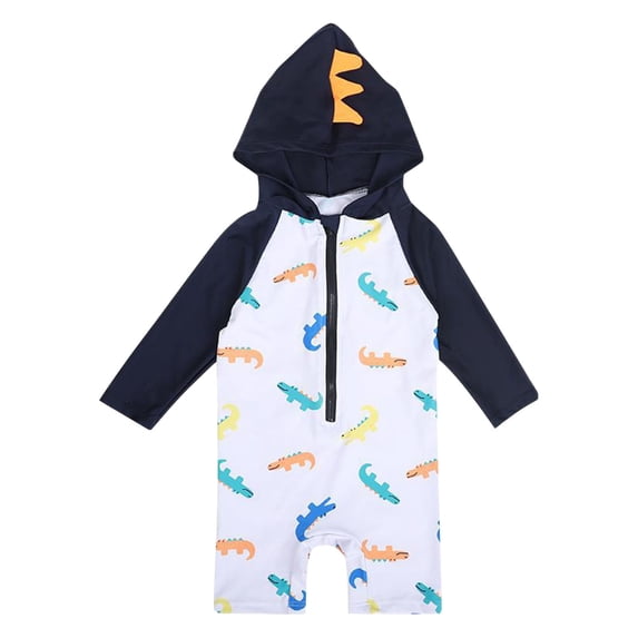 Tranfacy Boys 1-7Years Summer Print Long Sleeve Hooded Swimwear
