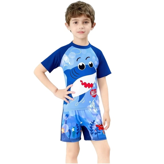 Tranfacy Boys 2-12 Years Summer Short Sleeve Sun Protection Swimwear for Surfing Diving