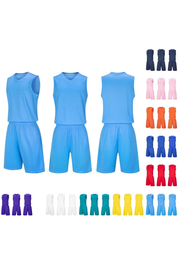 Boys 4-13Y Summer Solid Sleeveless School Sports Competition Training Uniform Casual Round Neck Matching Suits