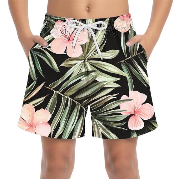 Tranfacy Boys 4-15 Years Summer Print Pocket Beach Shorts for Beach Surf Outdoor Casual Wear