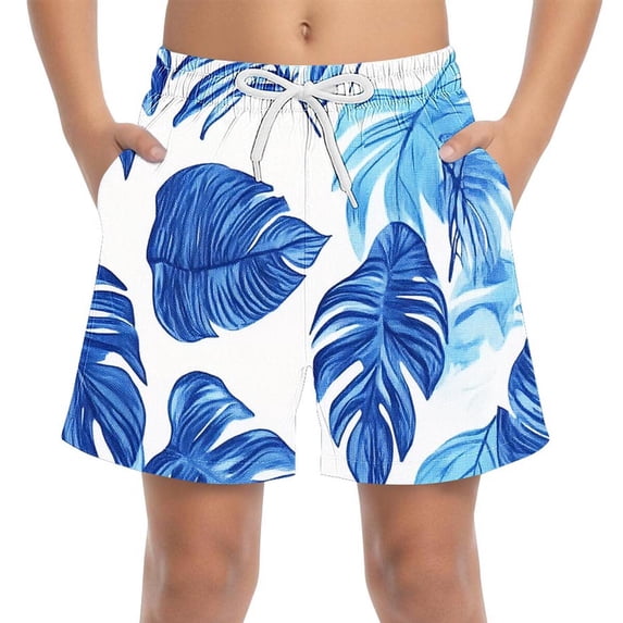 Tranfacy Boys 4-15 Years Summer Print Pocket Beach Shorts for Beach Surf Outdoor Casual Wear