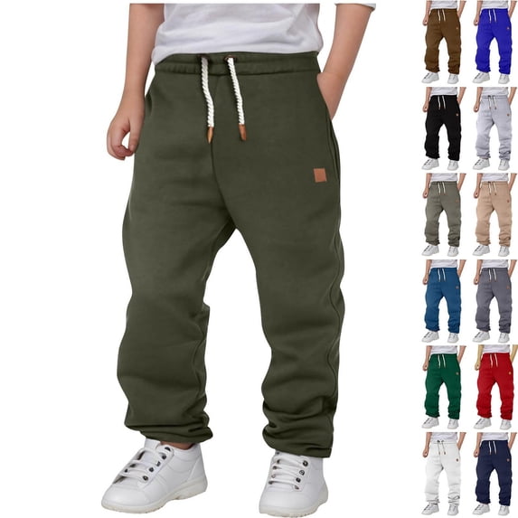 Tranfacy Boys Kids Summer Solid Full Length Trousers Pocket Drawstring Cuff Loose Sport Pants