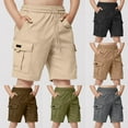 thumbnail image 1 of Tranfacy Toddler Boys Summer Half Pants Solid Pocket Elastic Waist Summer Cargo Style Shorts, 1 of 4