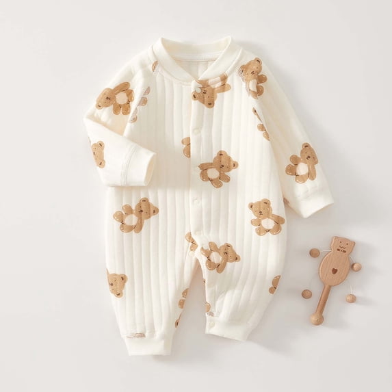 Tranfacy Fall Rompers for Toddler Seamless Cotton Long Sleeve Jumpsuit for 0‑12 Months