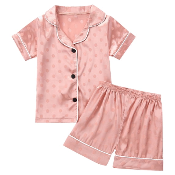 Tranfacy Boys and Girls 12M-8Y Summer Print Imitation Silk Short Sleeve Shorts Home Sleepwear Casual Matching Outfit