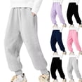 thumbnail image 1 of Tranfacy Boys and Girls 3-13 Years Fall Winter Pants Fleece Lined Thickened Solid Elastic Waist Side Pockets Jogger Casual Sports Sweatpants Trousers, 1 of 5
