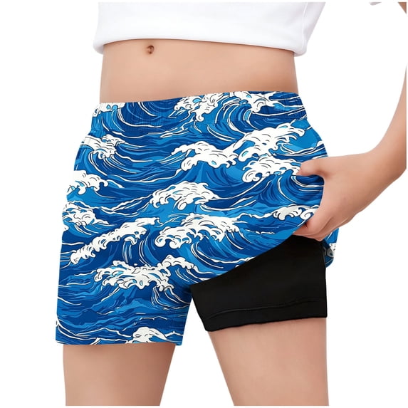 Tranfacy Boys and Girls 5-15 Years Summer Wave Print Elastic Waist Five ...