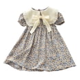 thumbnail image 1 of Tranfacy Dress for Girls Summer Print Short Sleeve Turndown Collar Casual Relaxed Style, 1 of 4