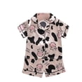 thumbnail image 1 of Tranfacy Girls 1-5Y Summer Lapel Cow Print Elastic Waist Pocket Button Shorts Thin Home Sleepwear Short Sleeve Lapel Outfits, 1 of 3