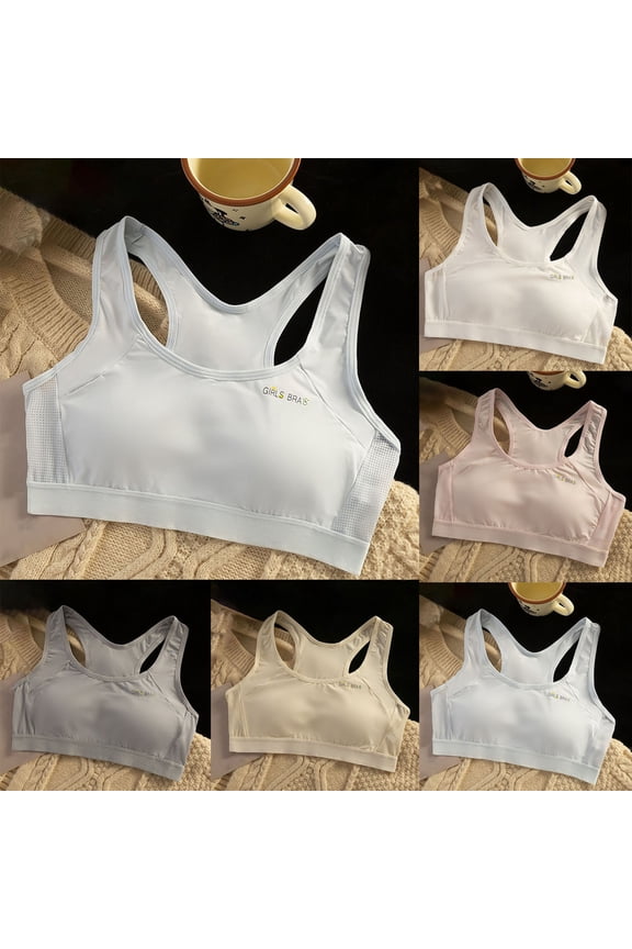Girls 10-18 Years Summer Puberty Bras Wireless Thin Style with Built In Chest Pad