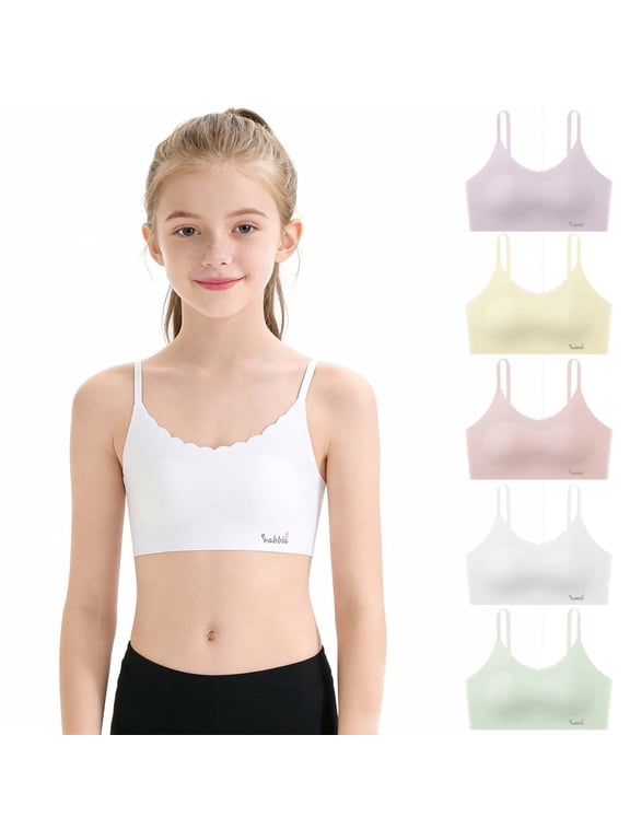 Girls Puberty Training Bra Thin Breathable Sleeveless Layering Camisole Tank Top for 11‑15 Years