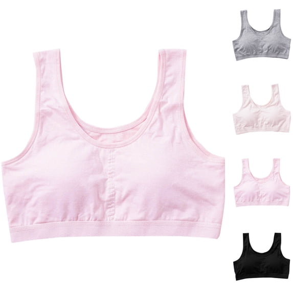 Tranfacy Girls Puberty Tank Top Training Bra Solid Wireless Breathable Sleeveless Layering Top for 12‑16 Years