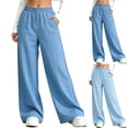 thumbnail image 1 of Tranfacy Summer Denim Jeans Little Girls Solid Thin Elastic Waist Wide Leg Casual Trousers for 3‑14 Years, 1 of 5