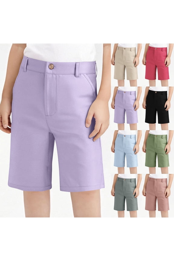 Girls 4-16 Years Summer Half Pants Solid Loose style Side Pocket Half Shorts