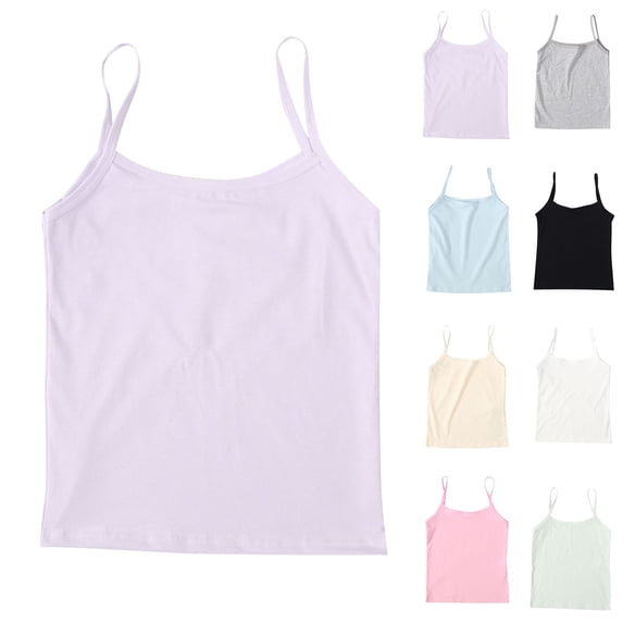 Tranfacy Girls Round Neck Camisoles Sleeveless Solid Breathable Modest Layering Shirts for 9‑14 Years Old