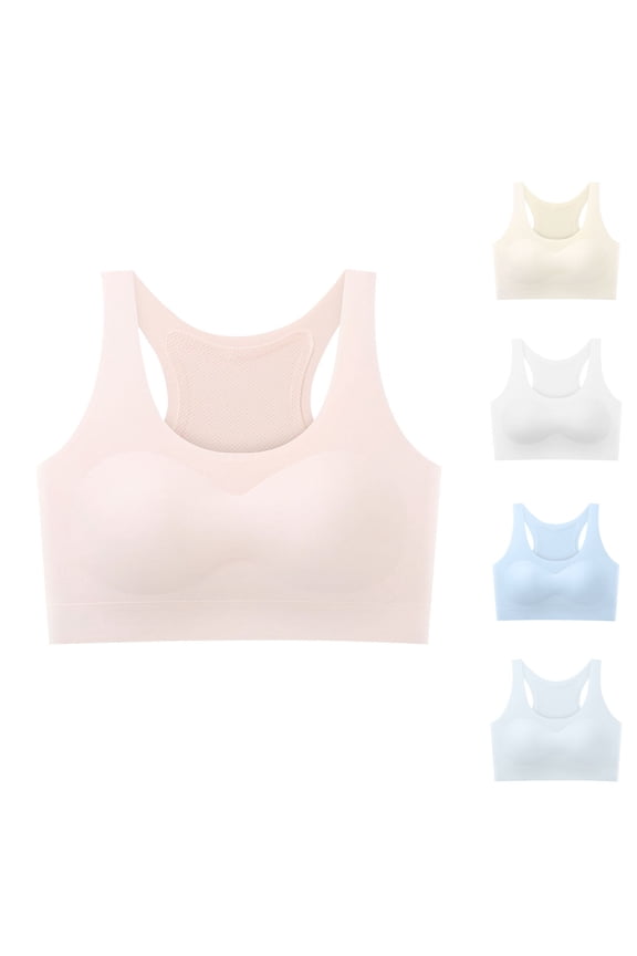 Girls 9-18 Years Summer Puberty Bras Wireless Thin Style with Built In Chest Pad