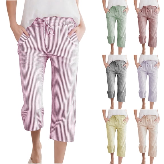 Tranfacy Pants Little Girls Striped Loose Fashion Drawstring Casual Trousers with Side Pockets