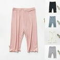 thumbnail image 1 of Tranfacy Toddler Girls Summer Half Pants Elastic Waist Base Layer Knee Length Half Pants, 1 of 4